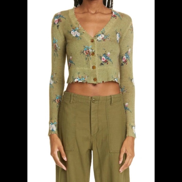 R13 Khaki Distressed Baby Cardigan, xsmall - Picture 5 of 5